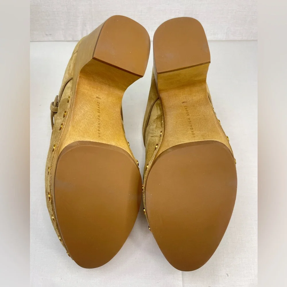 Veronica Beard Dacey Suede Studded Block Clogs in sand sz 10 M (F 655) - Picture 15 of 16